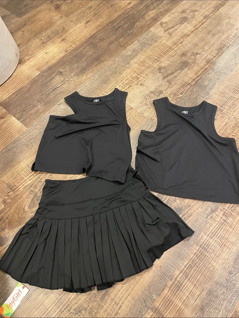 Black Athletic Crop Tops & Pleated Skort Set